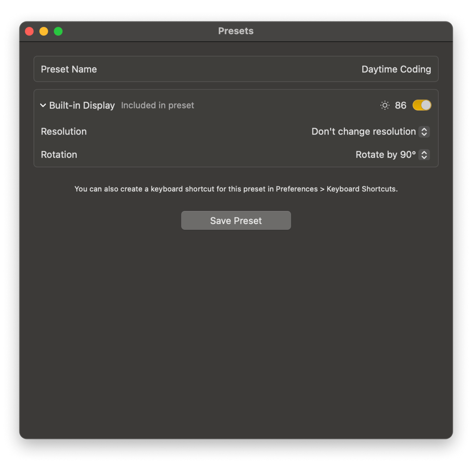 displaybuddy mac display preset