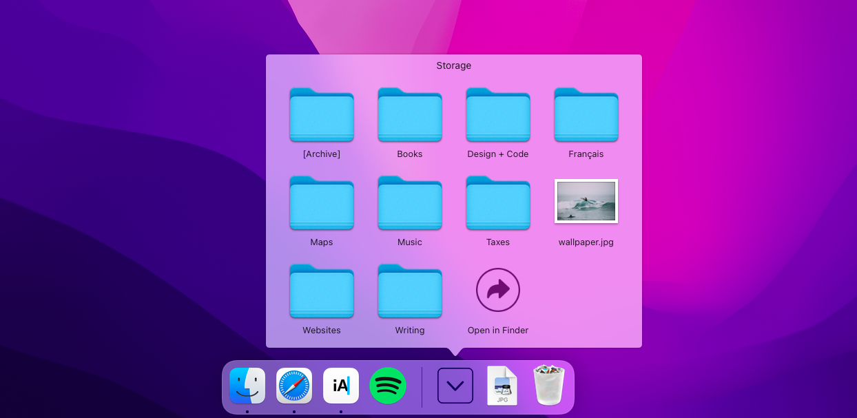 create a shortcut for folders for Dock