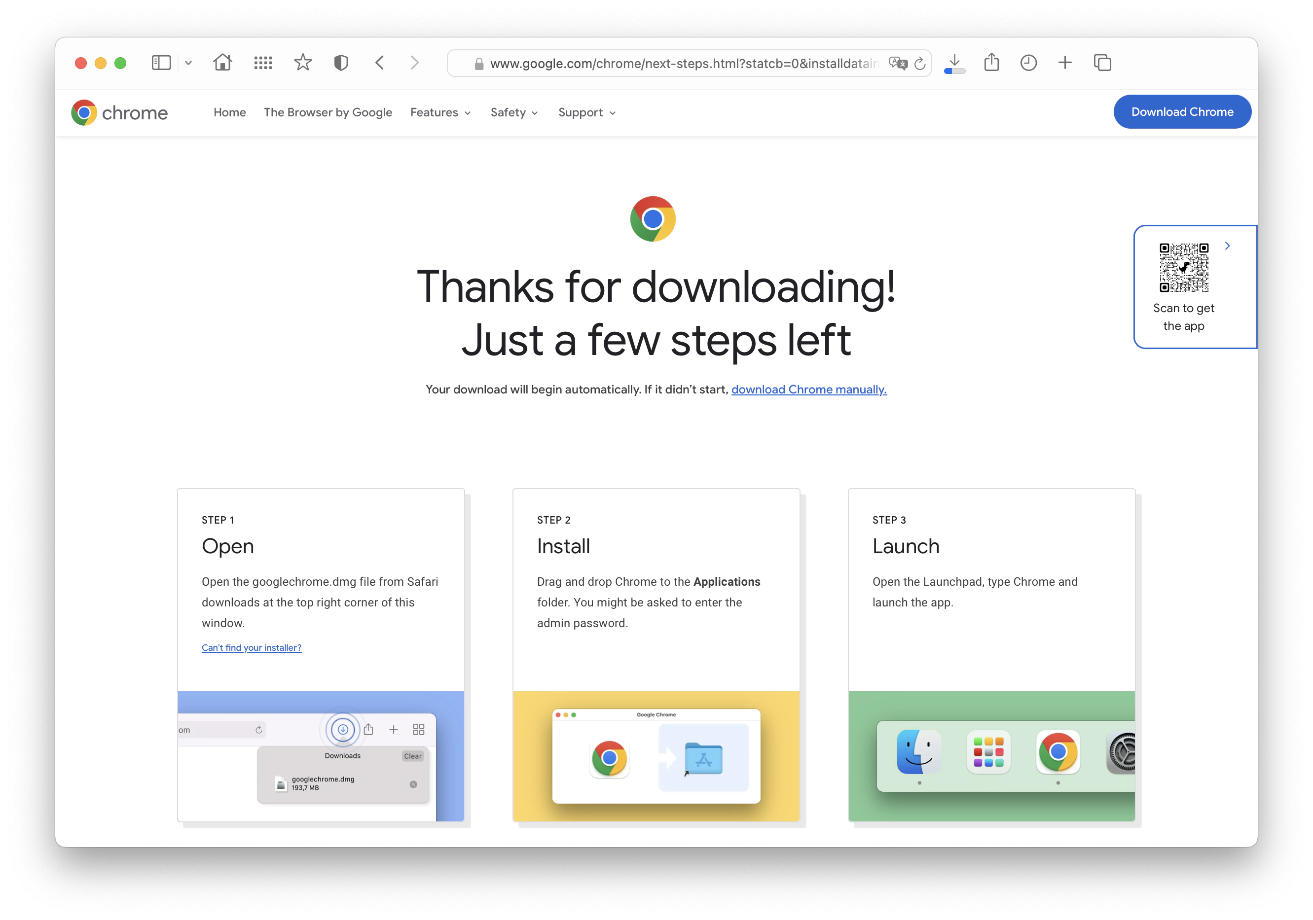 Download Chrome manually
