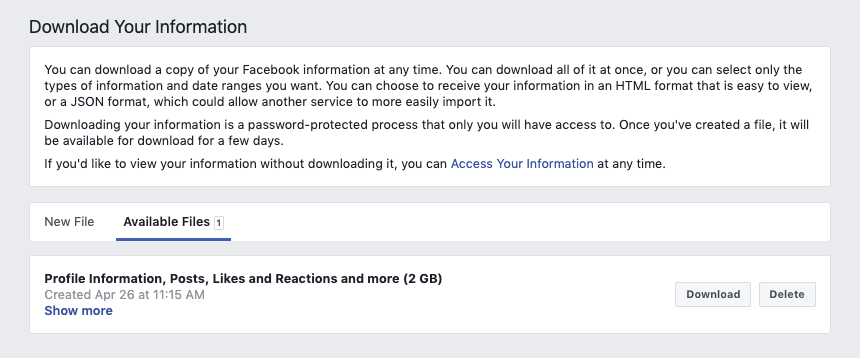 download data from facebook
