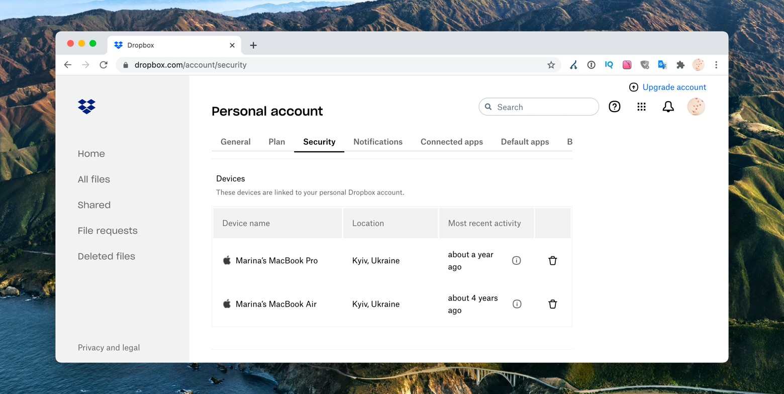 see all the devices you linked to your Dropbox account