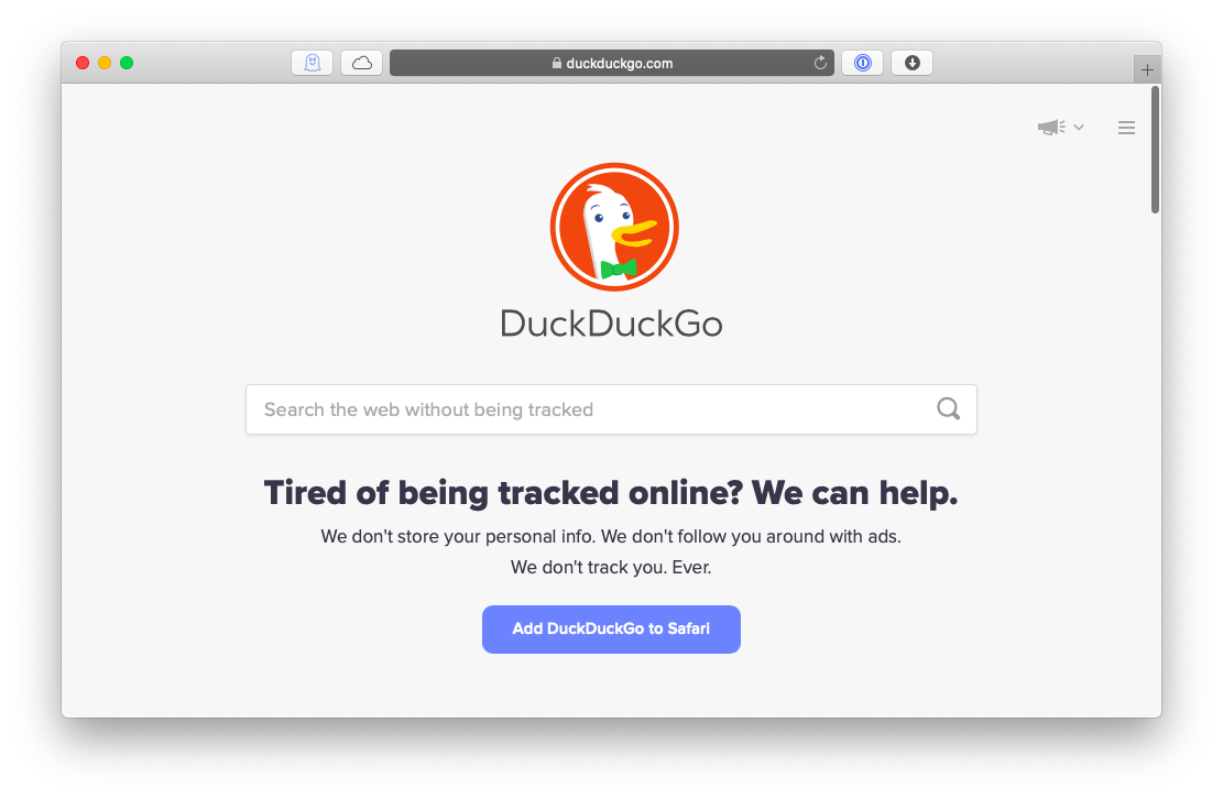 Duckduckgo, a private browser