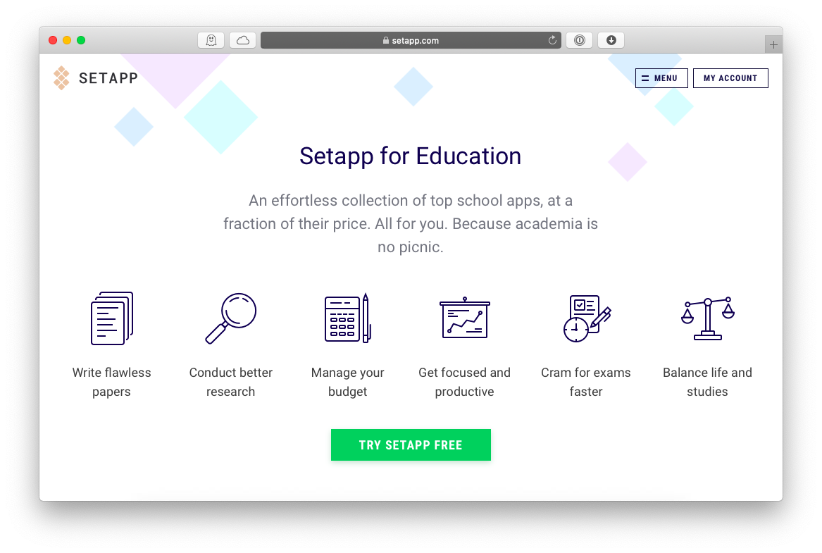 education Setapp discount 50 percent