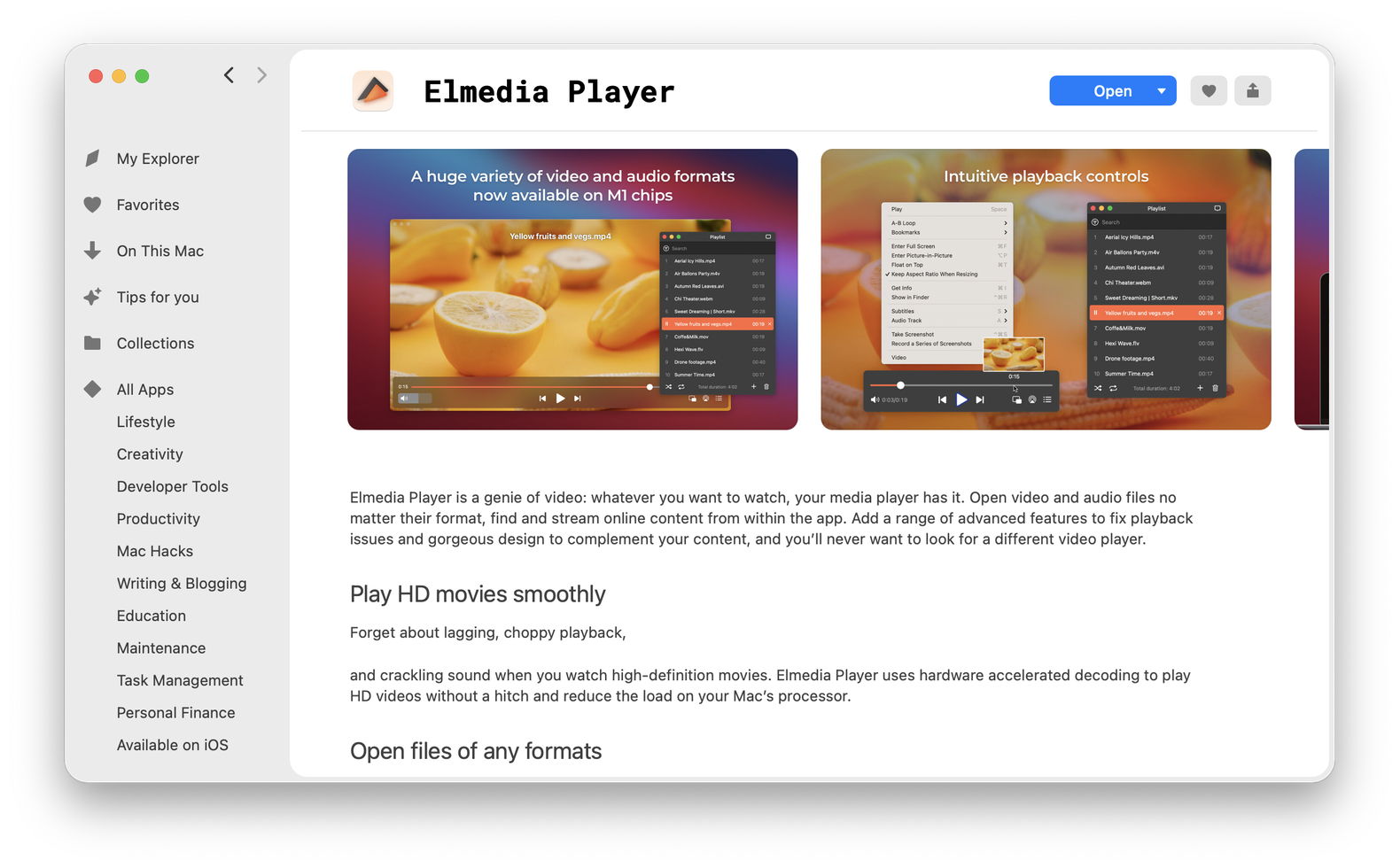 Elmedia Player Video Audio M4A MP4 Mac