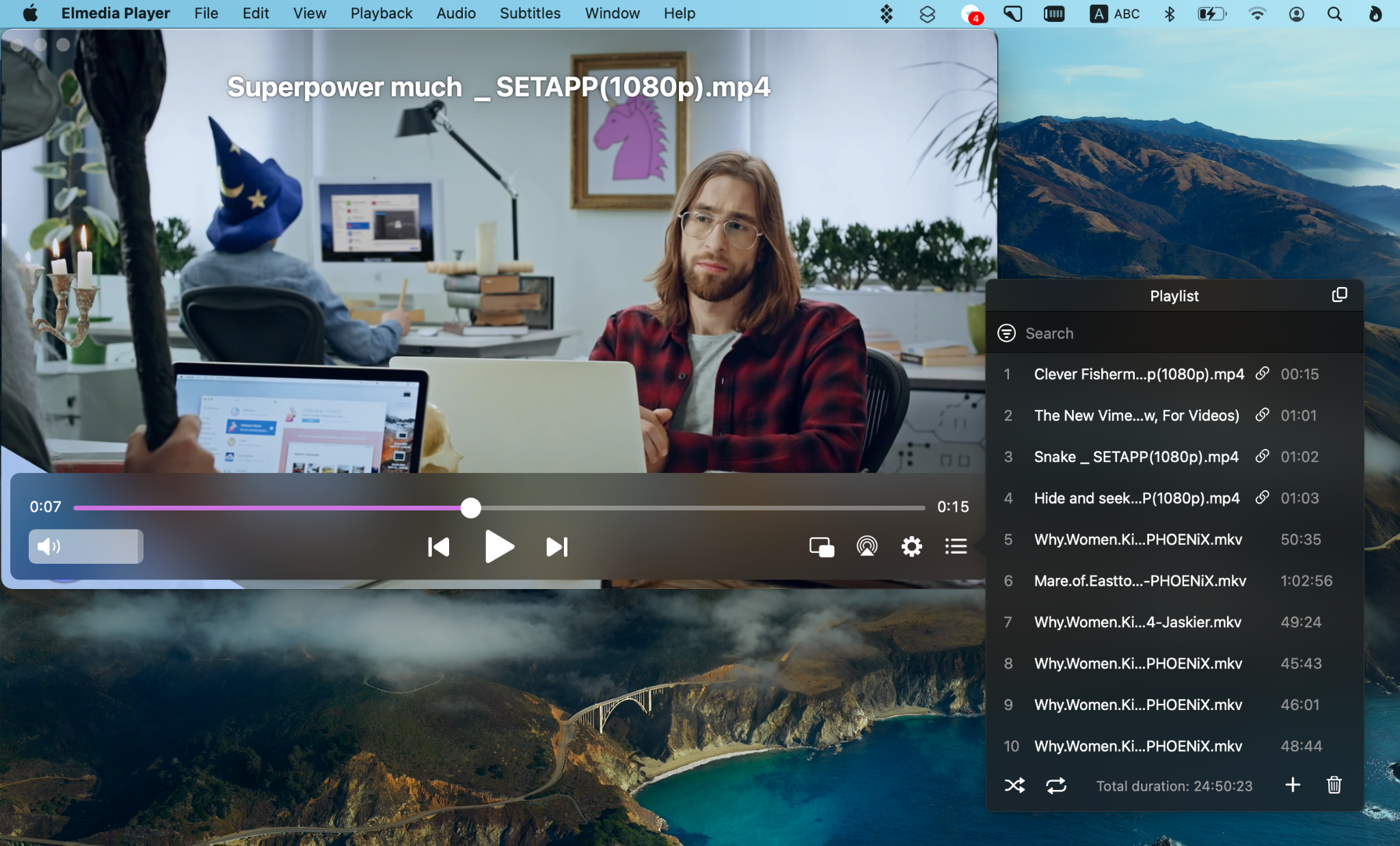 YouTube player with a playback control