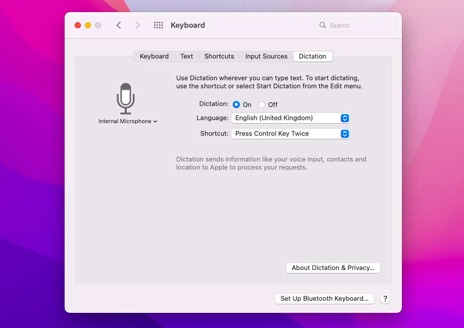 enable dictation mac