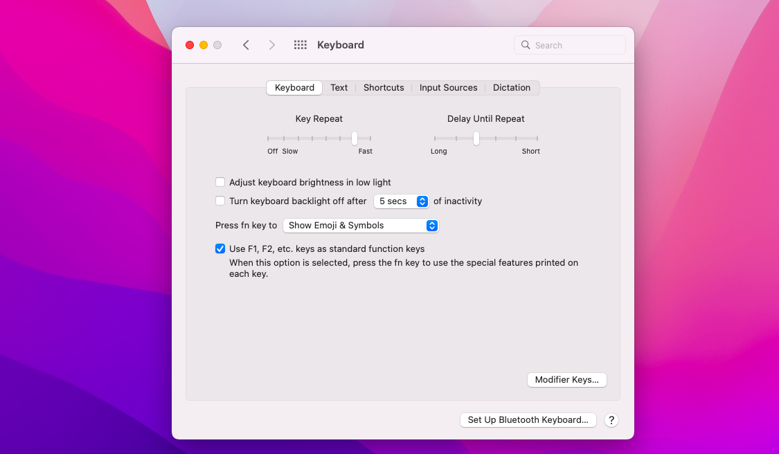 enable standard function keys