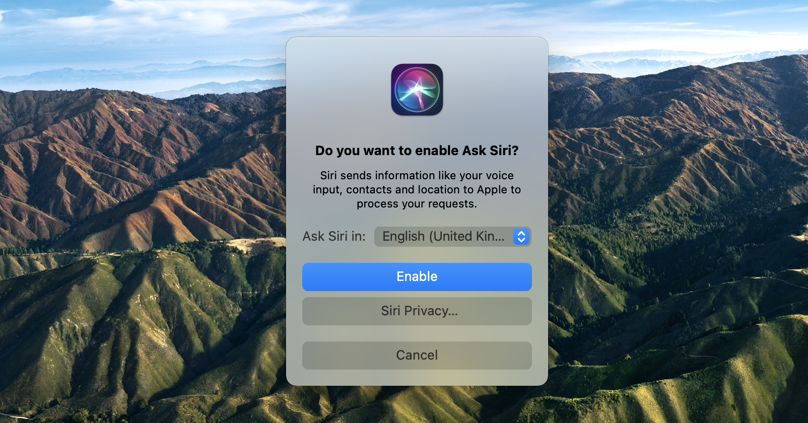 tick box ‘Enable Siri’ 