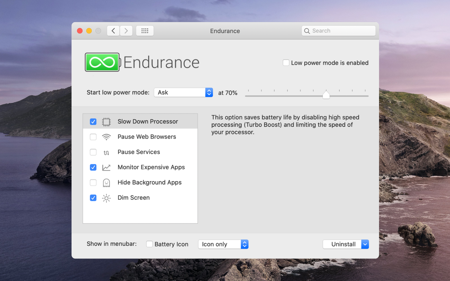 Endurance battery monitor Mac