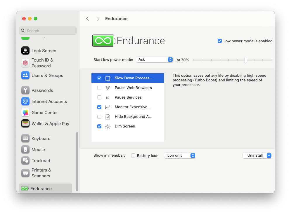 endurance enhance macbook battery app