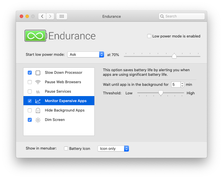 Endurance Mac app extend battery