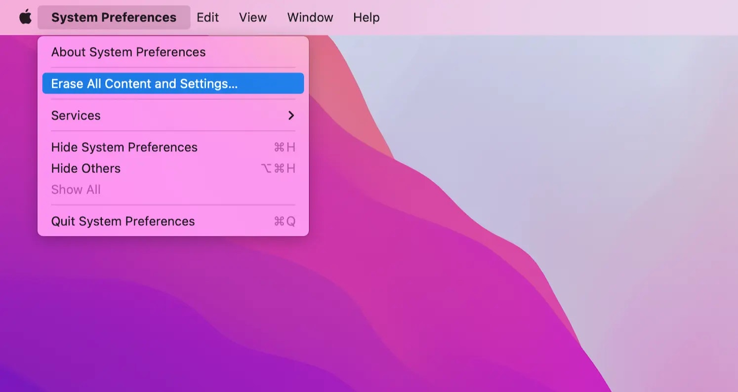 Erase All Content and Settings on macOS Monterey