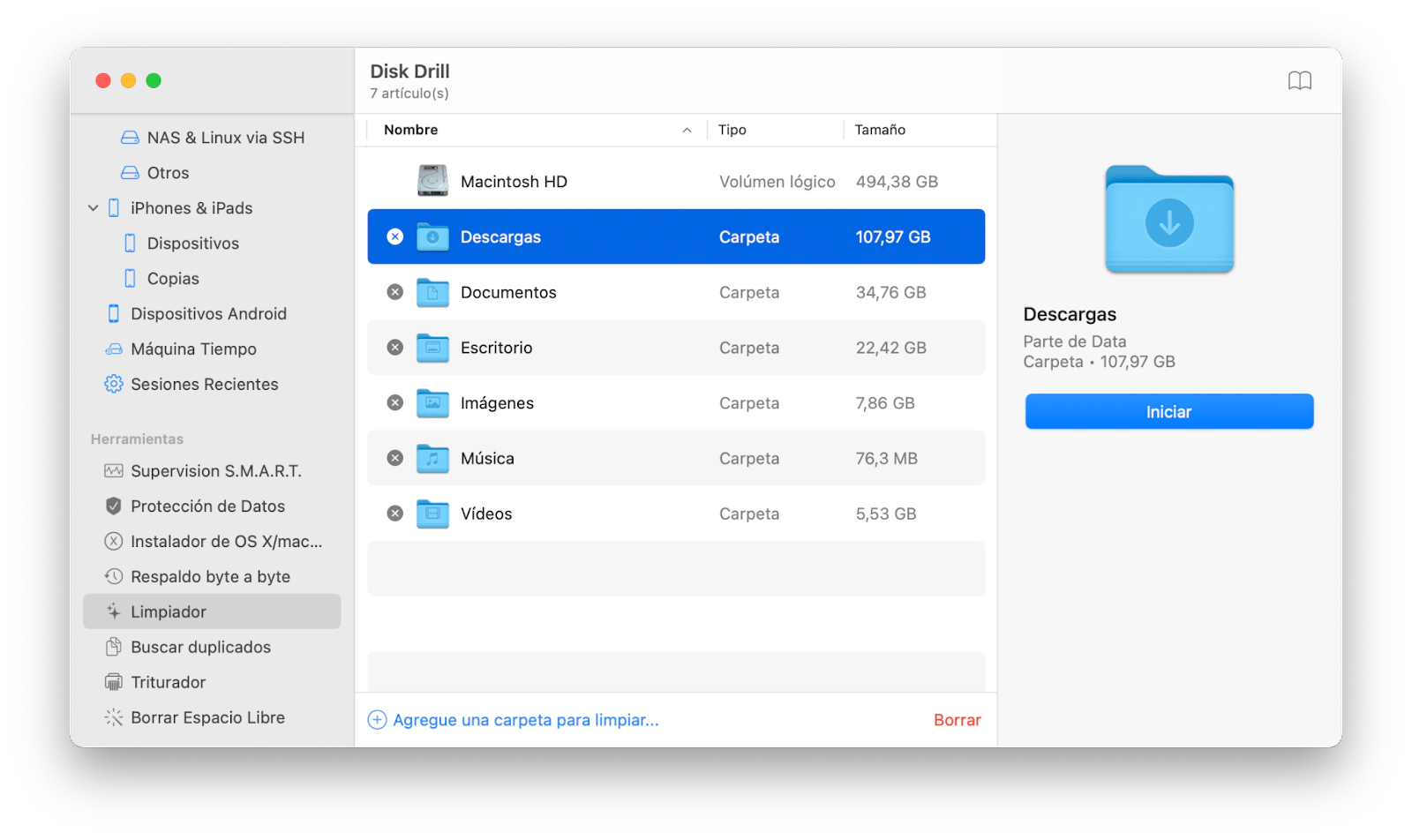Análisis detallado del almacenamiento en tu Mac con Disk Drill