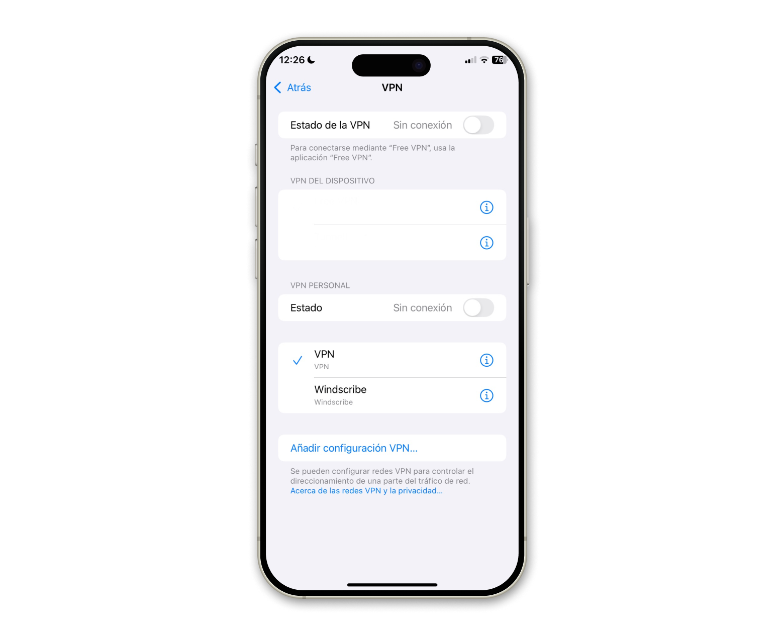 Estado de la VPN iOS