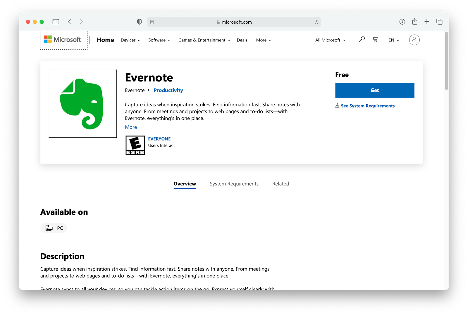 evernote desktop application download