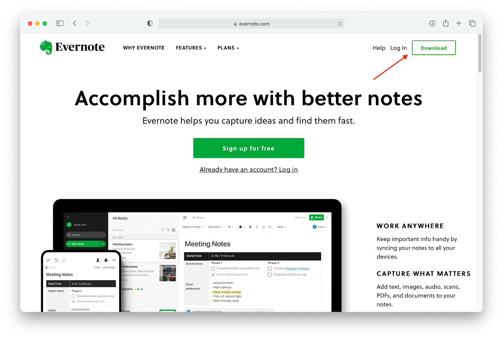 evernote-download-signup