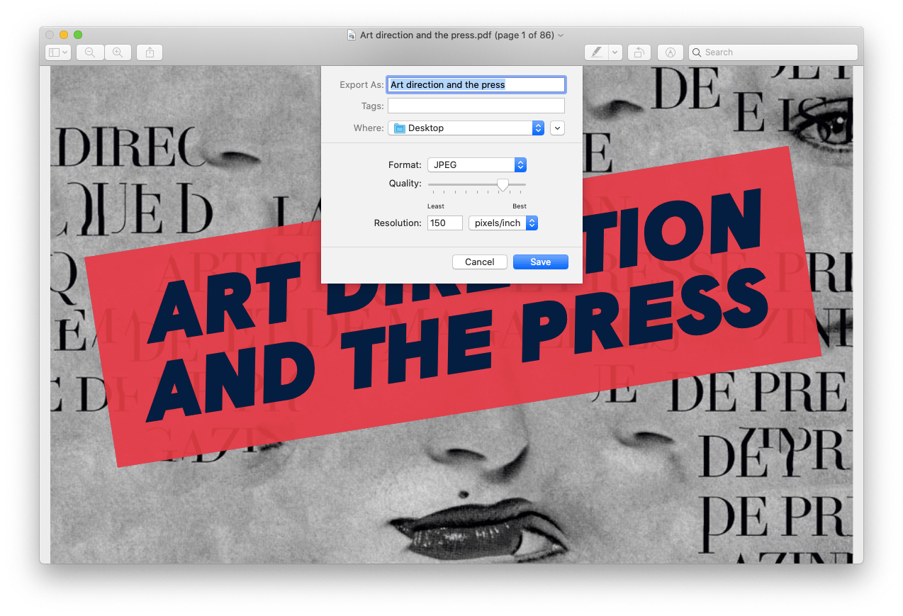 export PDF JPG Preview Mac