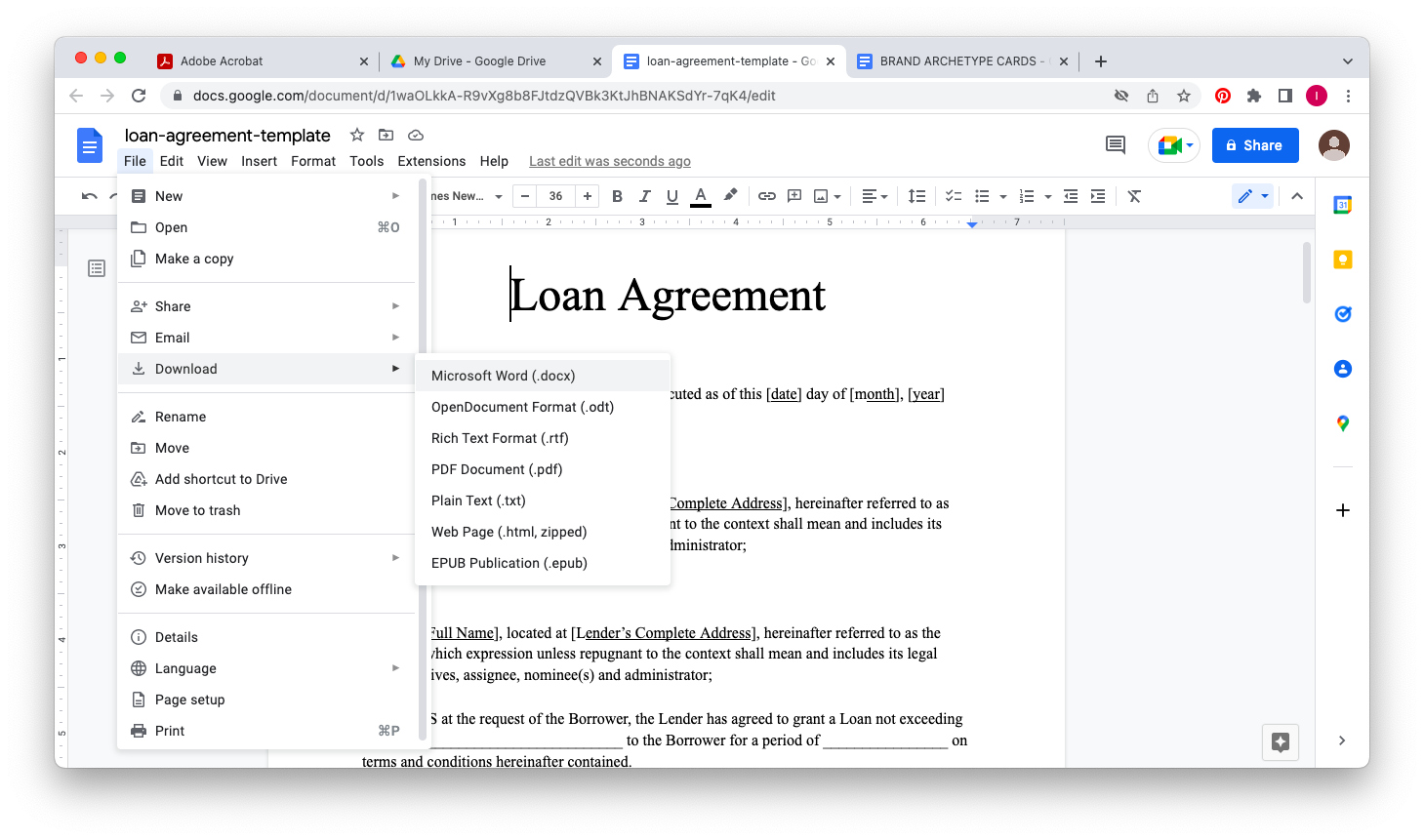 export a PDF file to Word using Google Docs