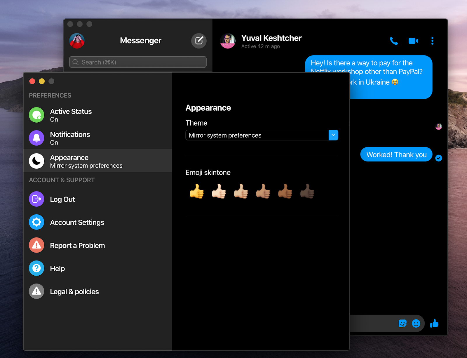 Facebook Messenger app Mac