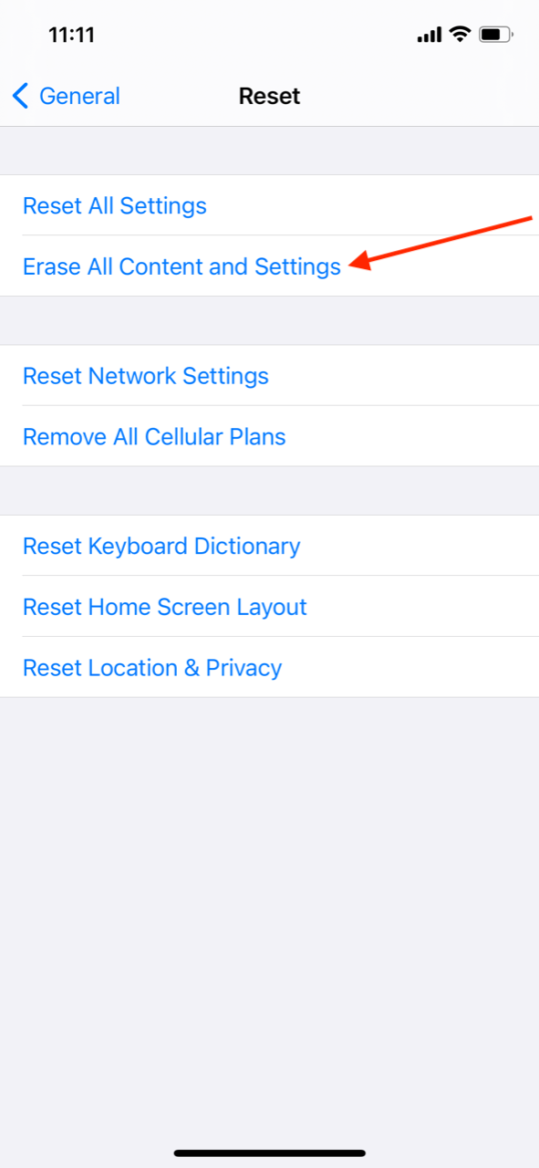 factory reset iPhone