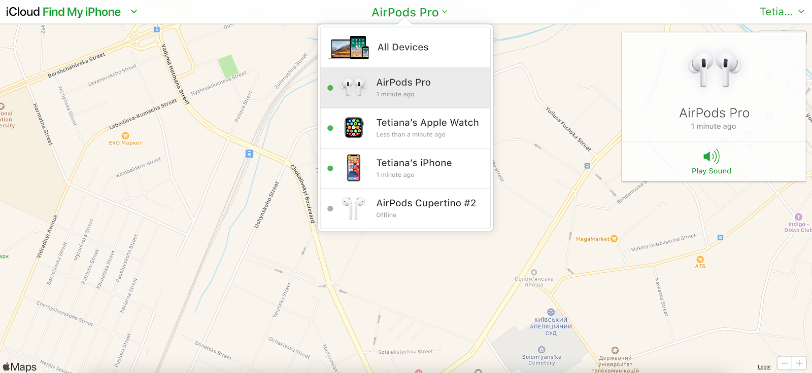 find airpods via icloud