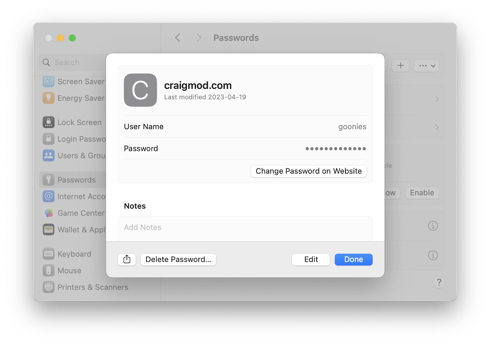 find passwords in System Settings