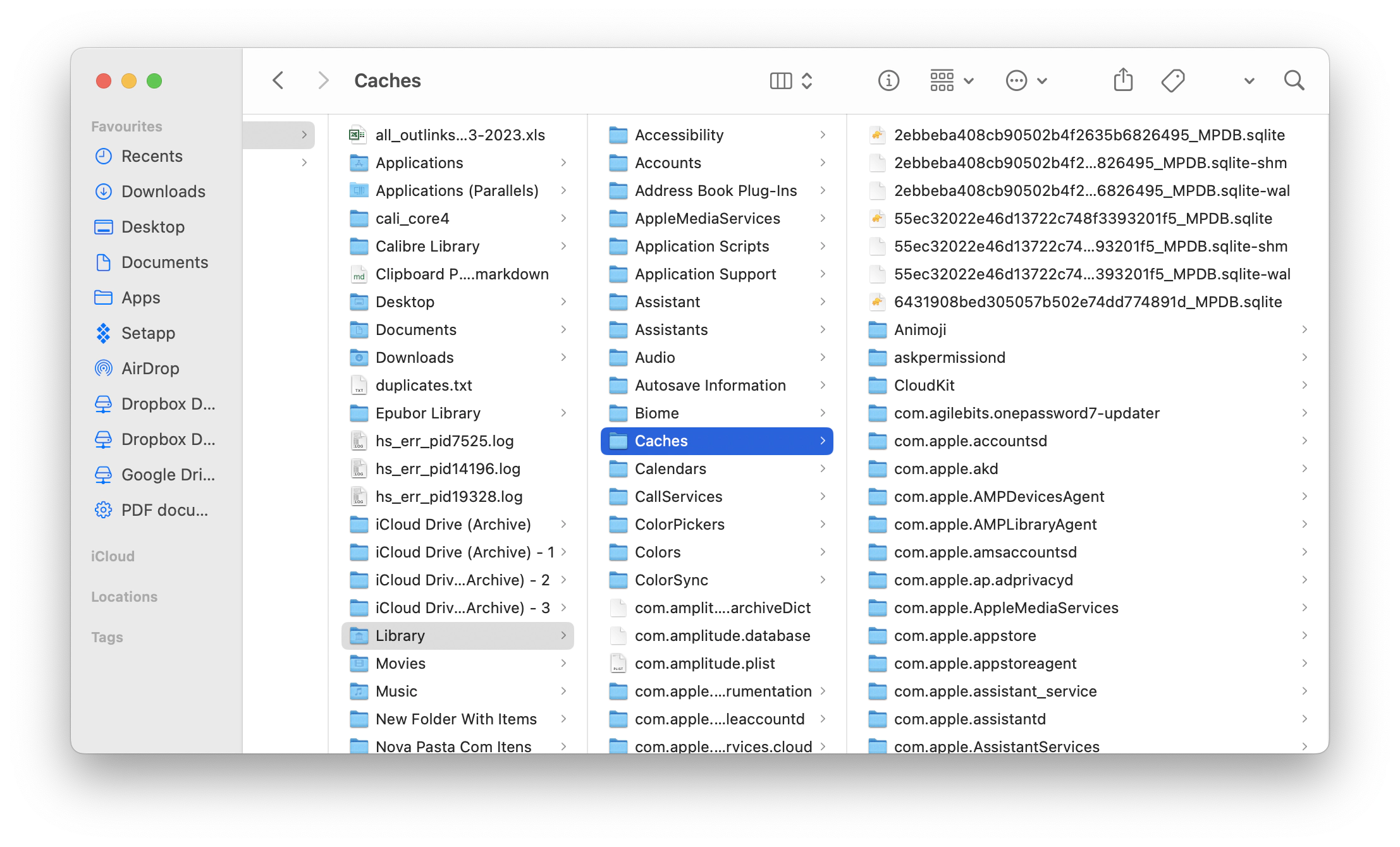 discover cache files through Finder