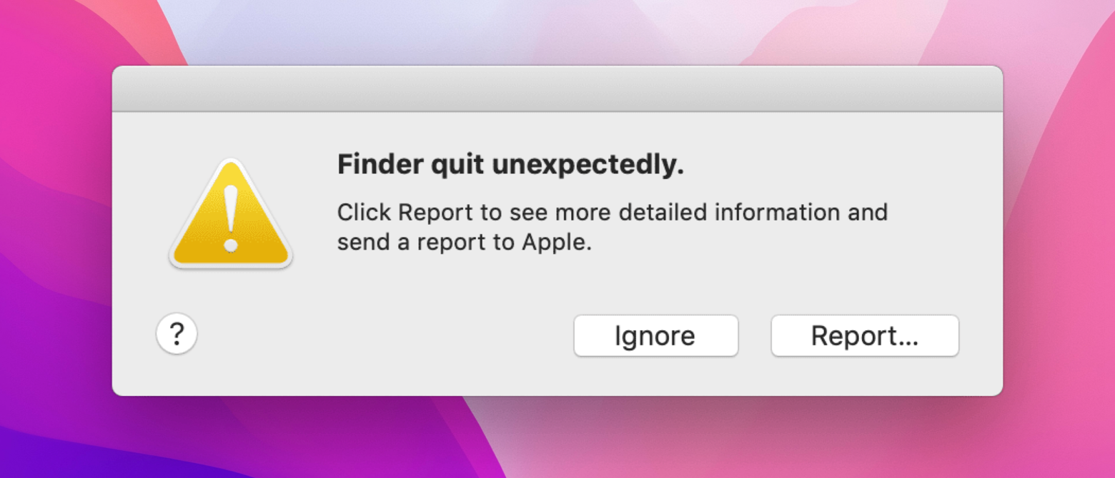 Finder quit unexpectedly.