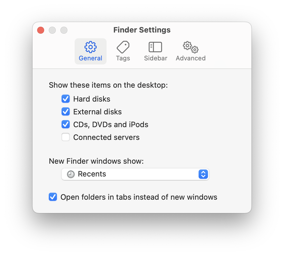 finder settings general tab