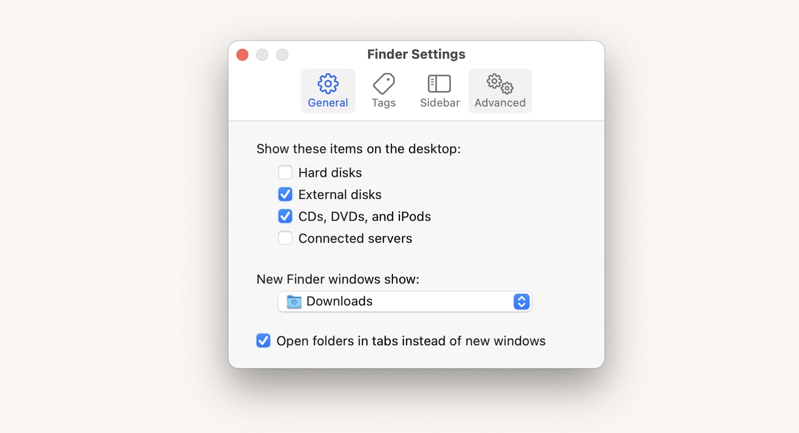 Finder preferences to hide system icons