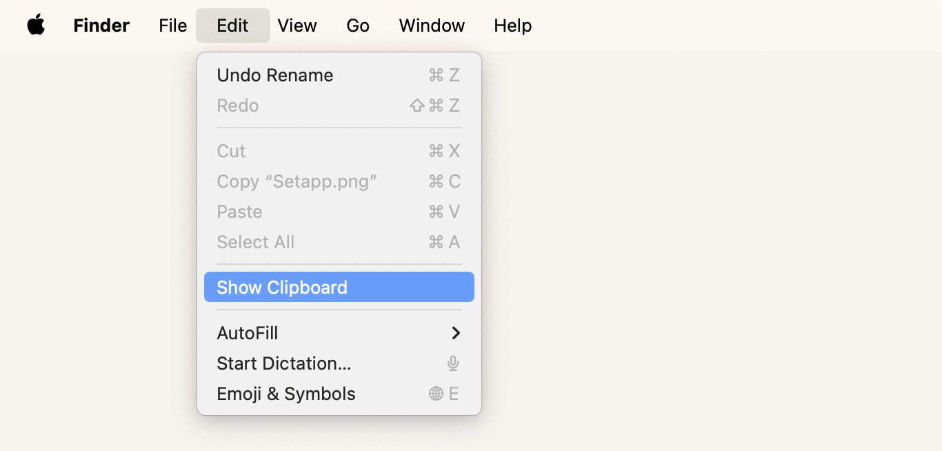 show clipboard using Finder