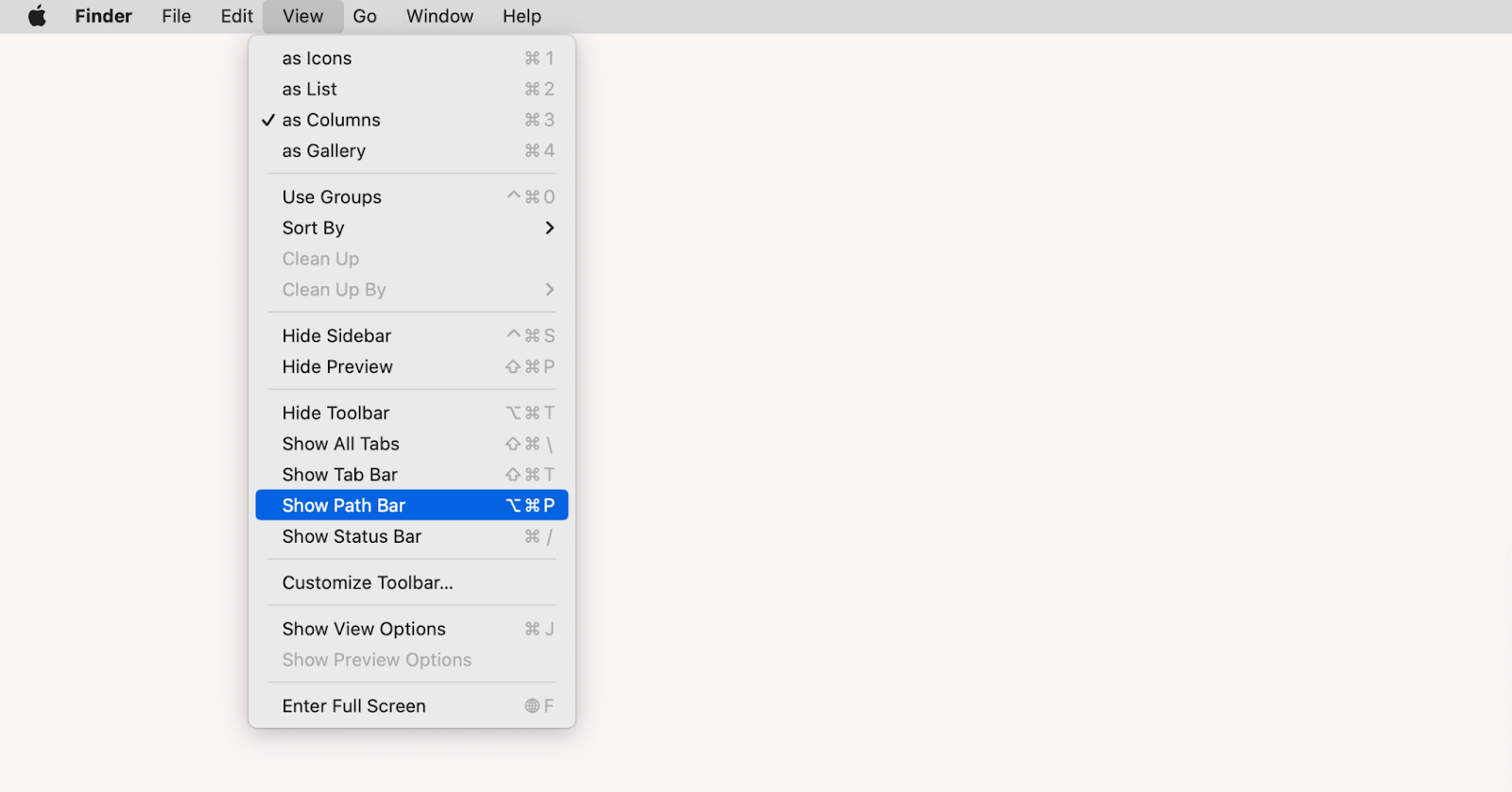 finder show path bar mac