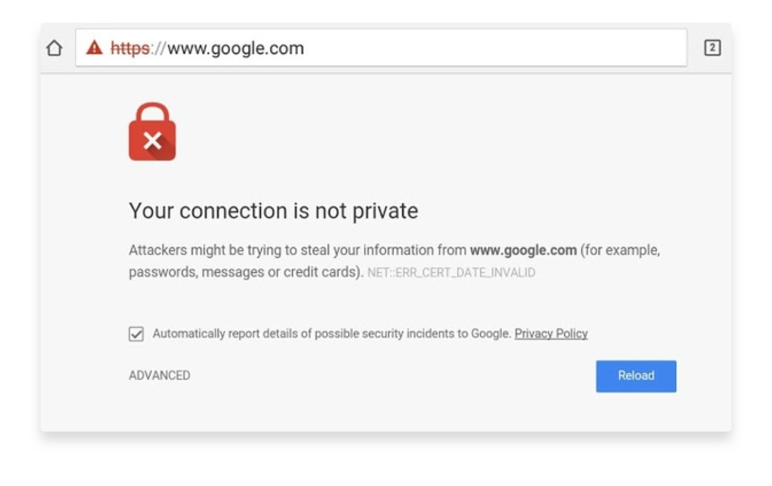 Erro de conexão não privada no Firefox