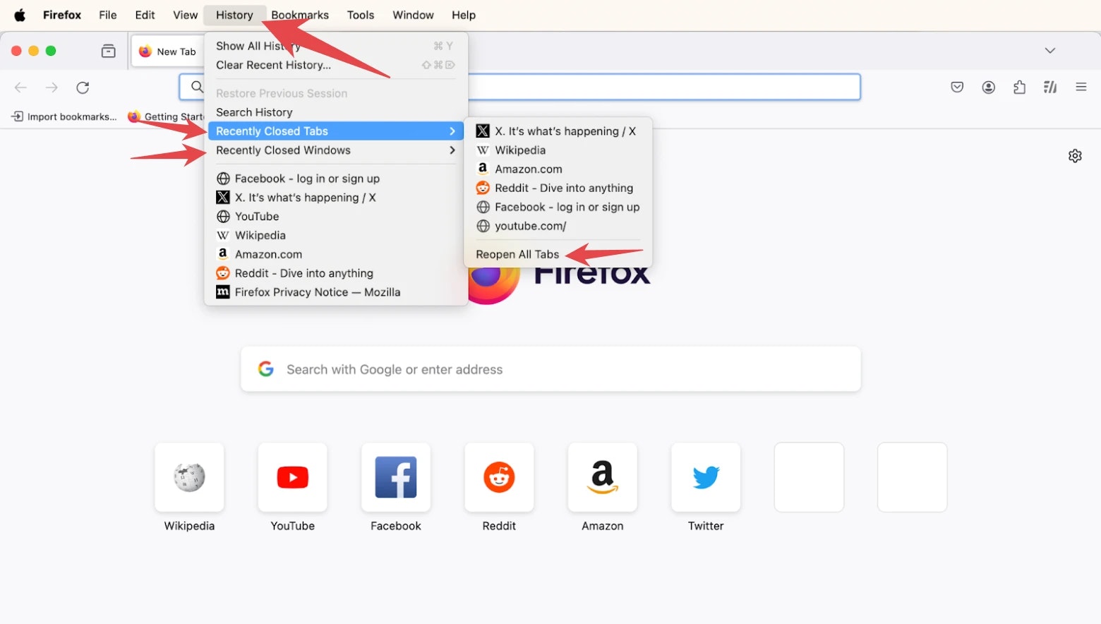 firefox reopen closed tabs