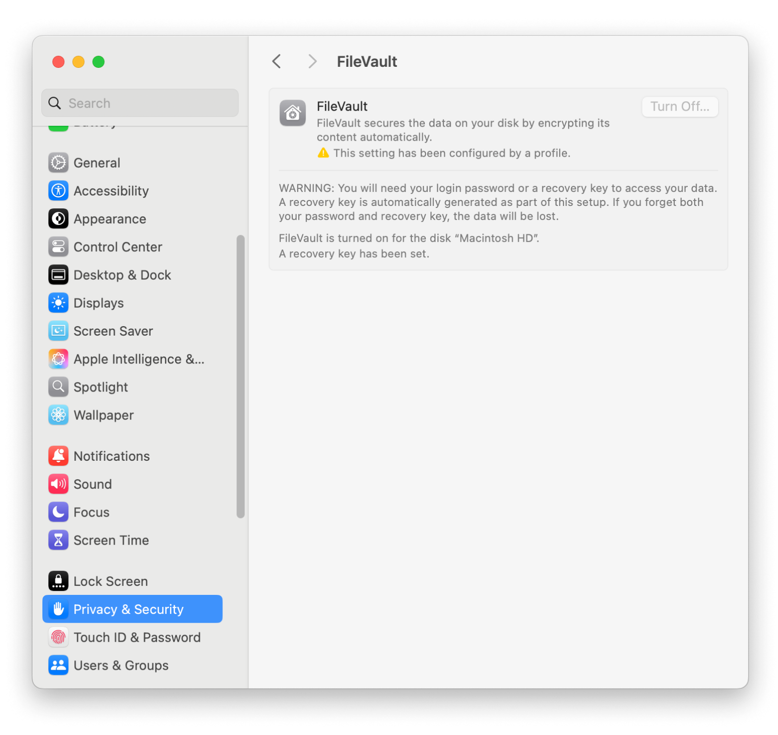 firevault turn off mac