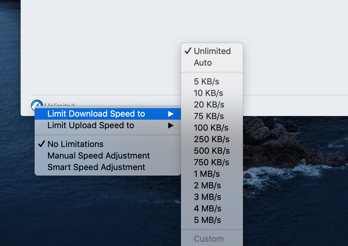Folx manage downloading speed