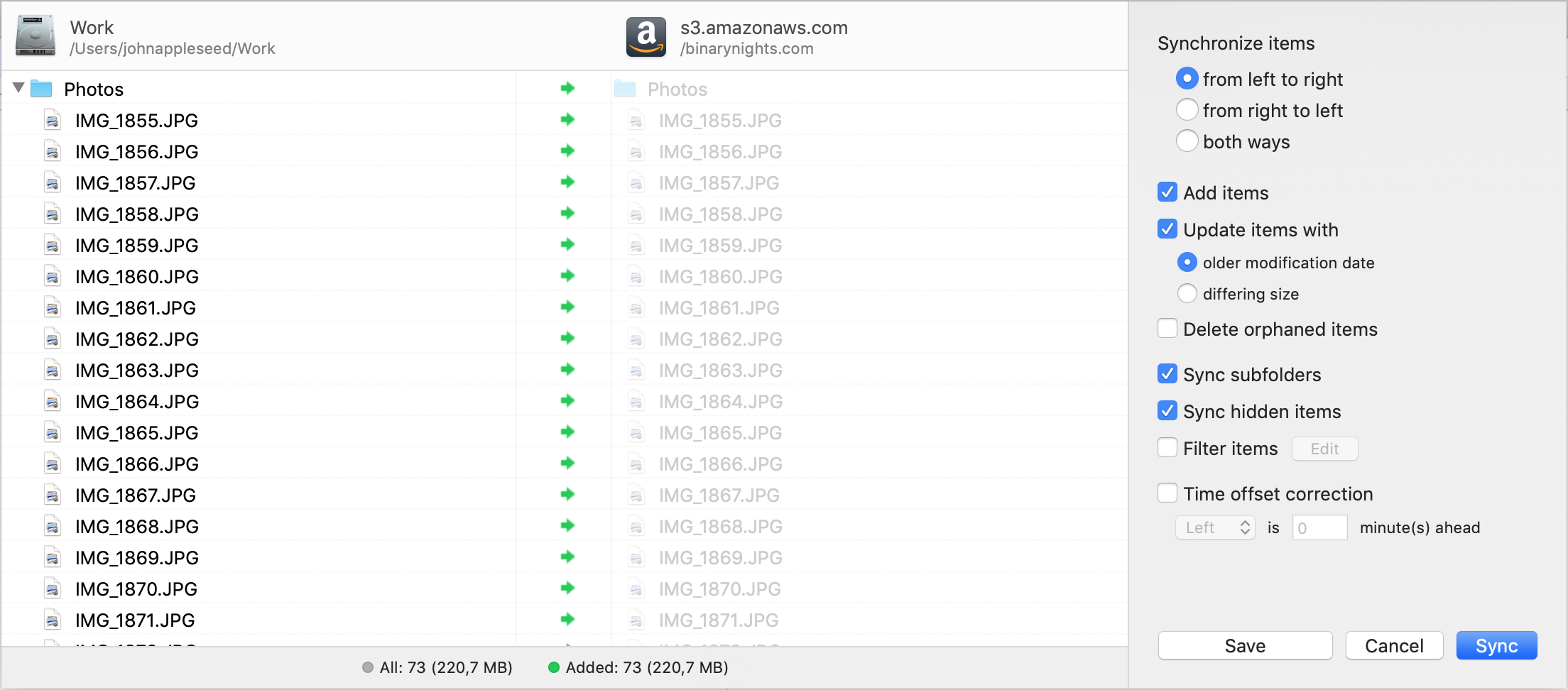 Sync Amazon S3 to a local HD