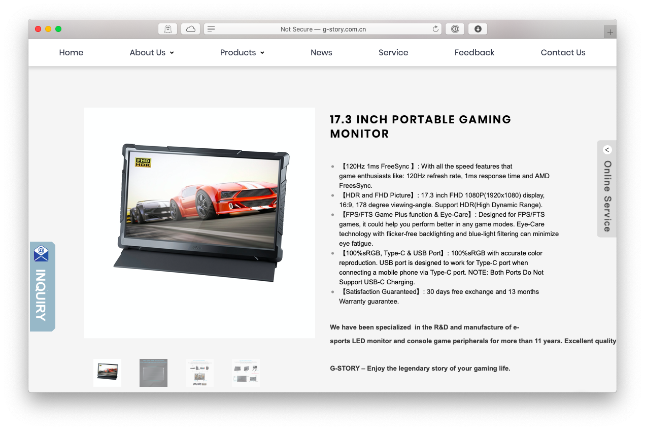 G-STOR portable monitor 17-inch gaming Mac