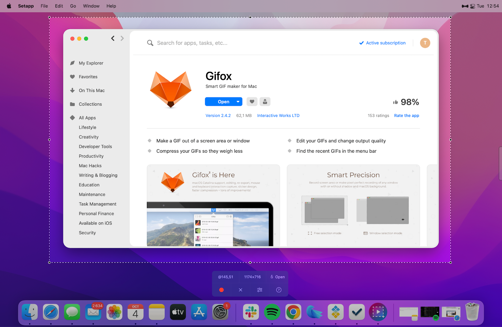 Create animated screencast with Gifox app