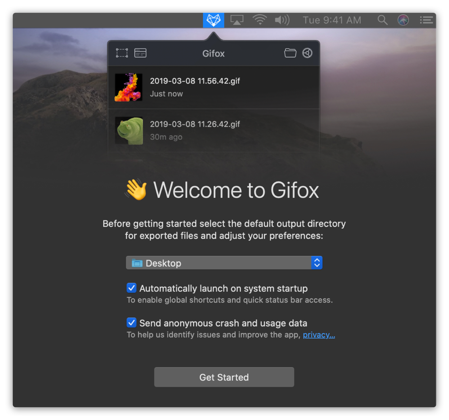 Gifox Setapp start screen