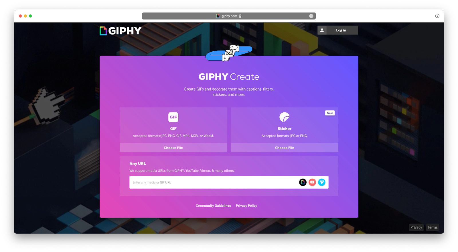 GIPHY Create, an online tool to create gifs