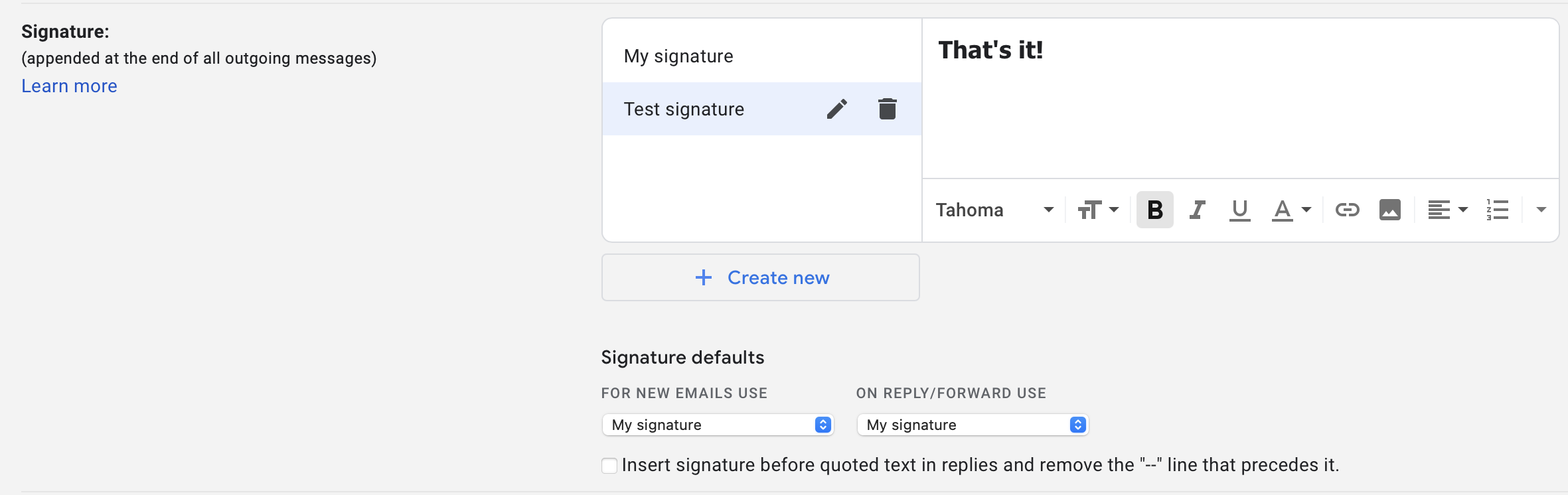 gmail add signature