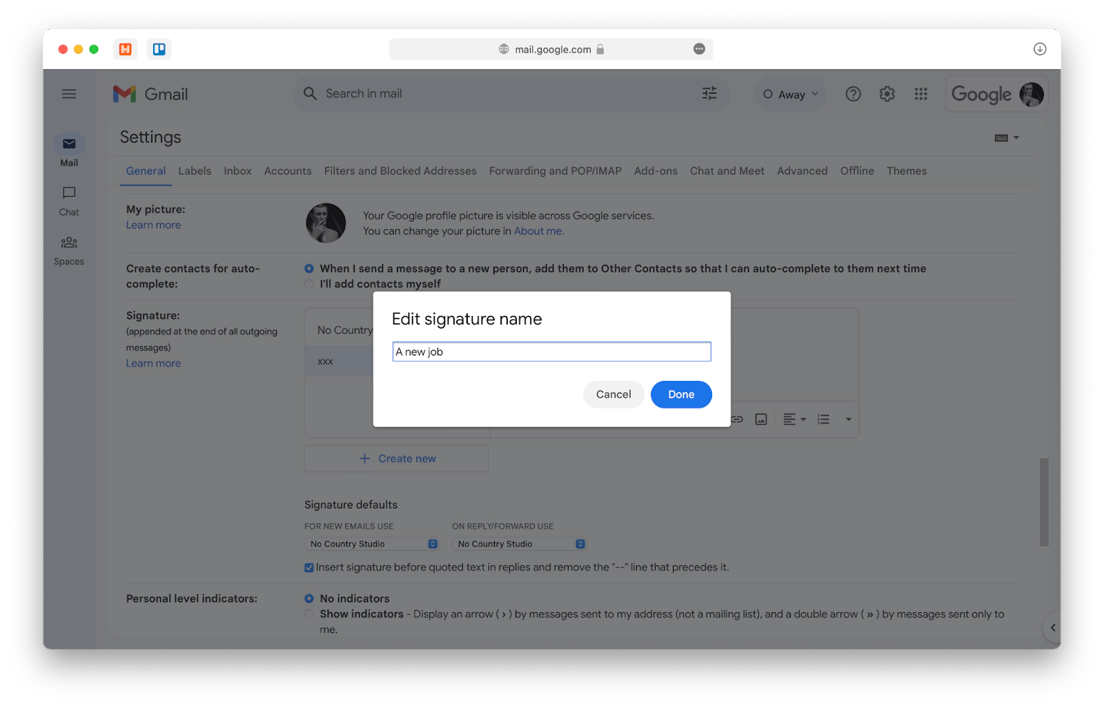 edit signatures in Gmail