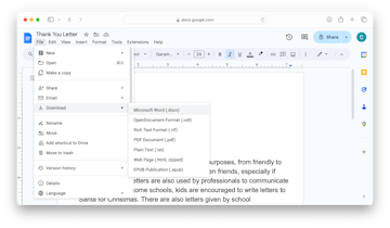 google docs microsoft word export