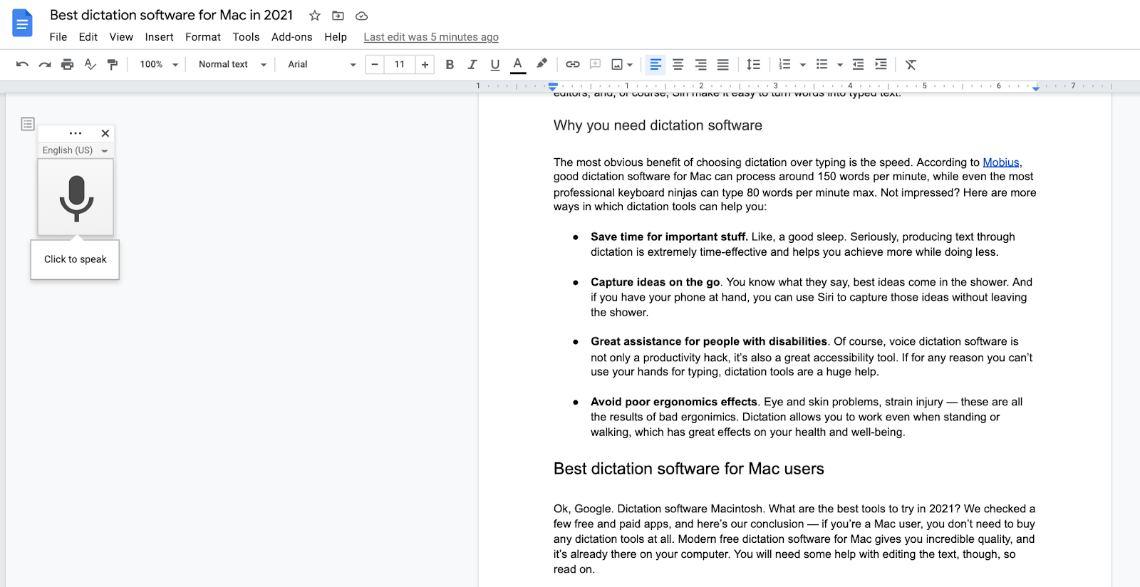 Voice dictation for mac free online