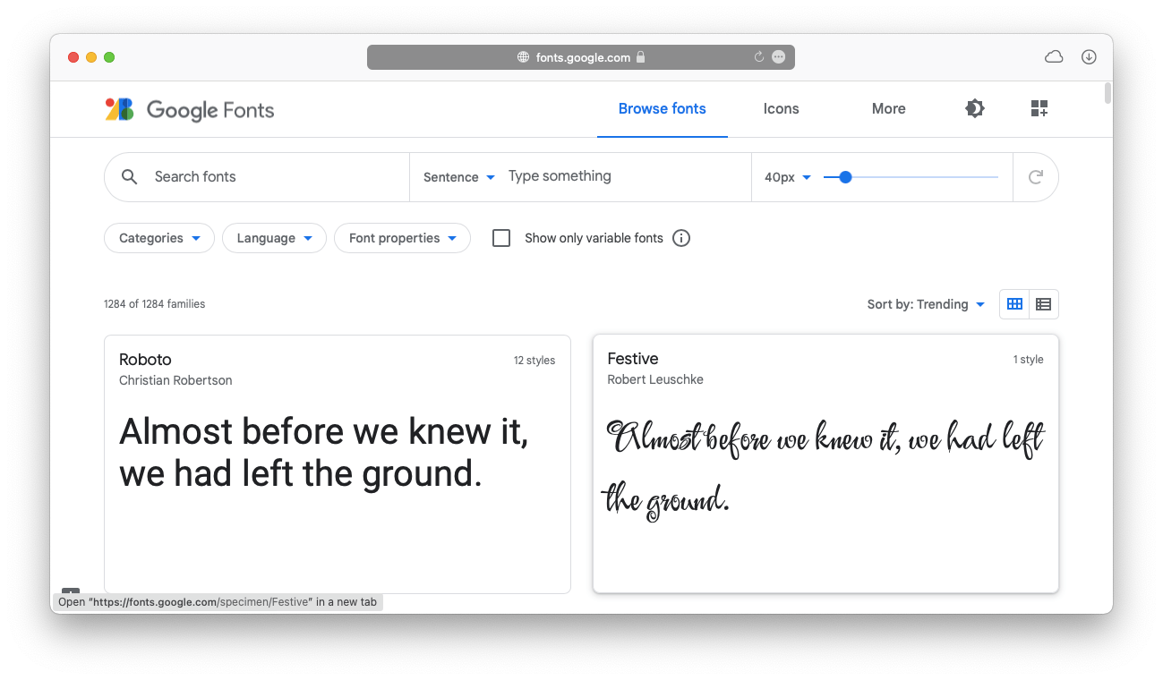 google fonts library online