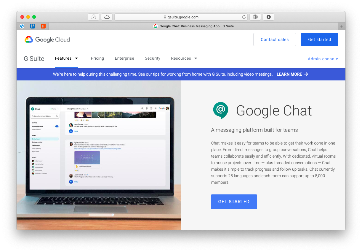 Google Hangouts Chat Meet app Mac