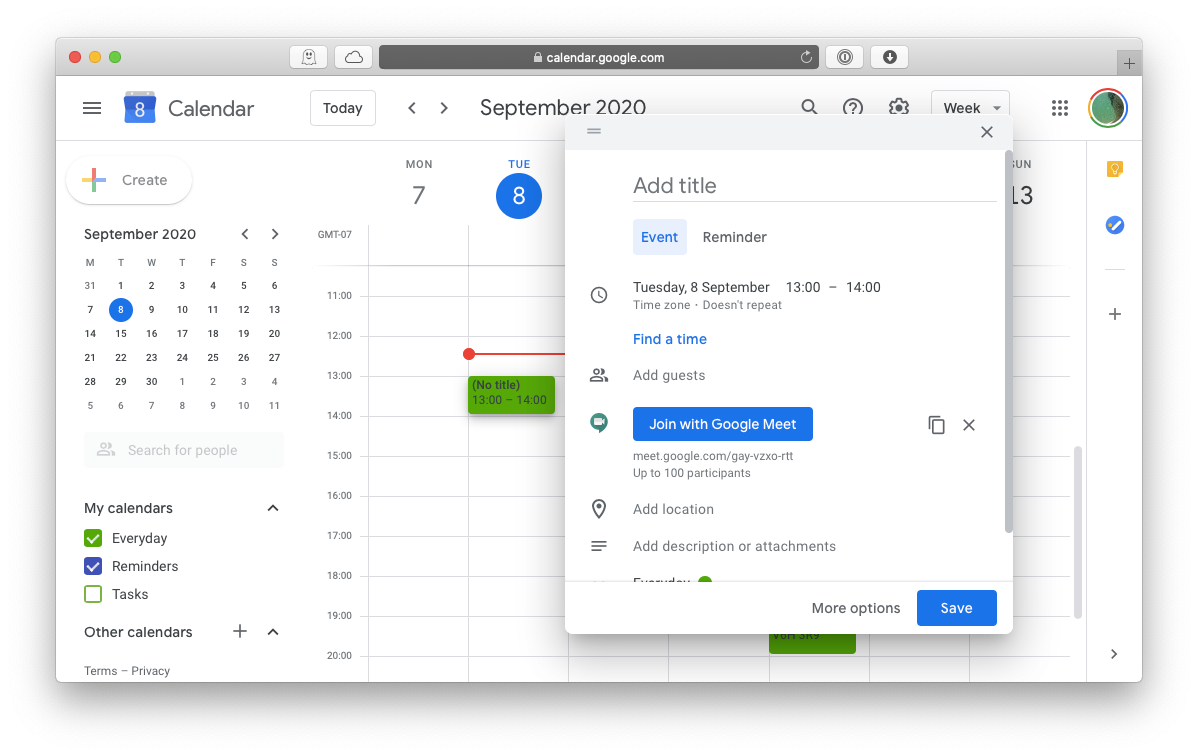 Google Meet Kalendereinladung Mac