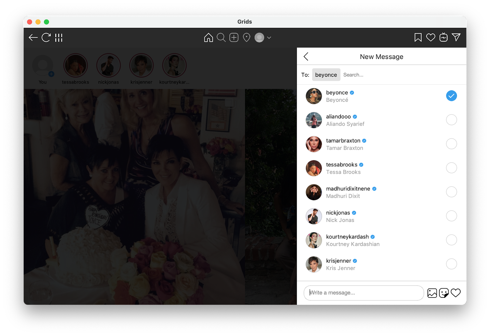 Send direct messages to Instagram from Mac