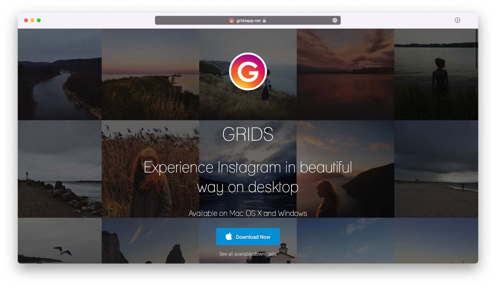 GRIDS Experience Instagram in beautiful way on desktop